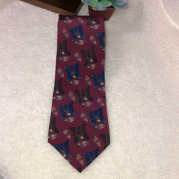 Dior Burgundy Navy Designer Silk Tie - Picture 1 of 4